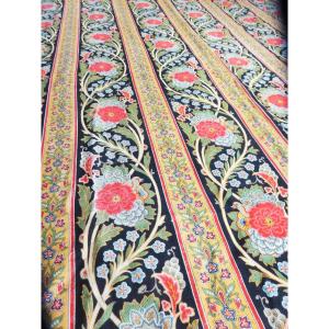 Pair Of Curtains In Silk Bourrette Printed In The Persian Style - France Circa 1860