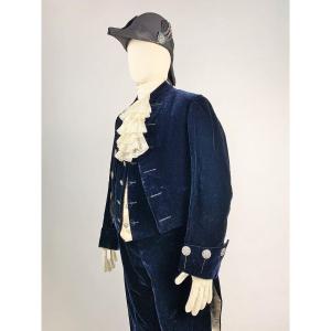 Full British Court Dress In Midnight Blue Velvet - England Circa 1910-1930