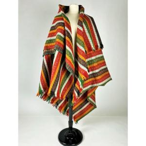 Long Cashmere Wool Shawl With Bayadere Pattern - France, Provence, Circa 1860-1880