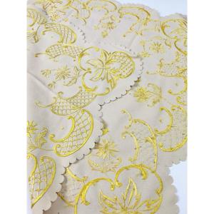 Gold Embroidered Felt Doily/centerpiece - France, Early 20th Century