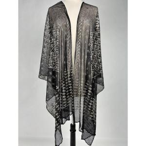 Stole Known As Assuit, Made Of Cotton Voile And Silver-plated Metal Strips - Egypt, Circa 1930-1940