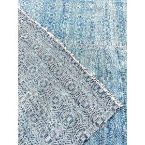 An Indigo Woven Fabric With A Chevron Pattern - Germany (?) 17th Or 18th Century