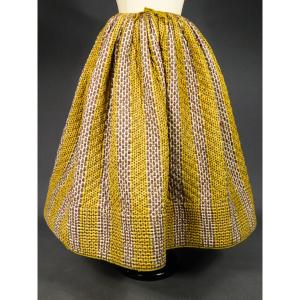 Quilted Skirt Or Petticoat In Indian Chevron Print - Provence, Circa 1860