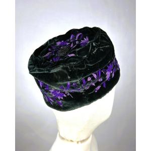 Embroidered Velvet Smoking Cap, Branded In Algiers, Circa 1900