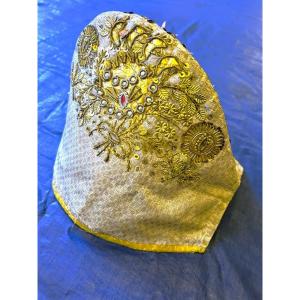 Silver-embroidered Cloth Cap With A Beak - Alsace, Late 18th/early 19th Centuries