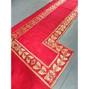  Two Taffeta Valances With Empire/restoration Woven Silk Borders, Circa 1820