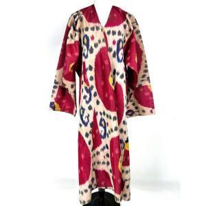 Chapan Coat In Silk Ikat Named Abra - Uzbekistan, Bukhara, Circa 1900