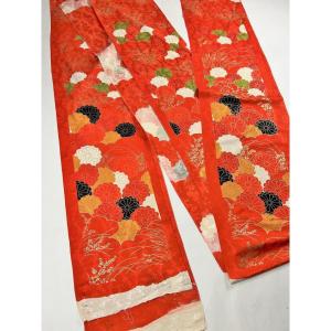 Complete Yardage Of A Gold Printed Silk Damask For Kimono - Japan Circa 1950-1960