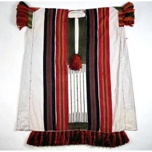 Embroidered Cotton Blouse, Silk Ribbons And Floche Silk Tassels - Tunisia Circa 1950