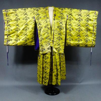 Japanese Theatrical Ensemble In Silk Damascus Circa 1960