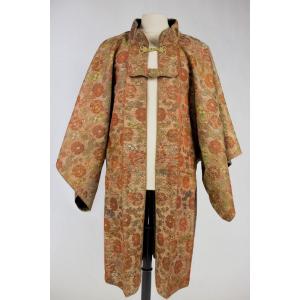 Jinbaori Samurai Coat In Lampas And Wool - Tokugawa Coat Of Arms - Japan Edo Period Nineteenth S