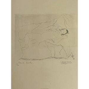 Louis Moyano (1907-1994) Drypoint, Female Nude
