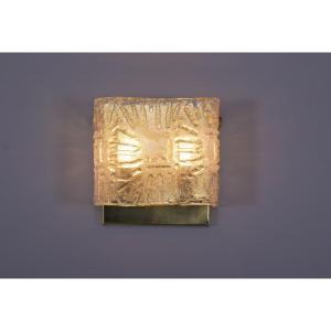Square Wall Light In Crystal And Brass, 1970s