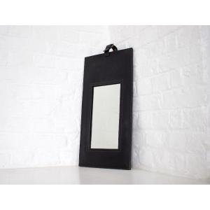  Leather Mirror Rectangular Jacques Adnet Style