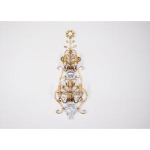Wall Light In Gilded Wrought Iron, Maison Baguès Style.
