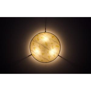 Round Ceiling Light, Vinyl Canvas And Brass, 1950s.