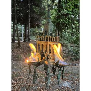 Hanging Oil Lamp, Bronze