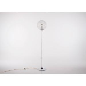 Floor Lamp In Murano Glass And Chromed Steel, Kalmar Ed., 1970