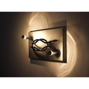 Wall Light In Chromed Steel And Brushed Aluminum, Giacomo Benevelli, 1970s.