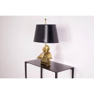 Anthurium Lamp In Golden Brass.