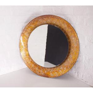 Illuminated Mirror In Golden Glass