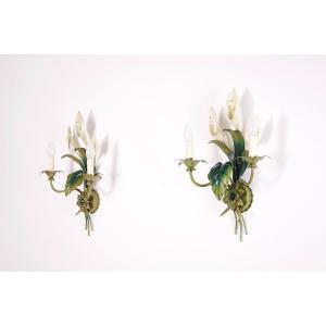 Pair Of Italian “arum” Wall Sconces