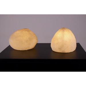 Pair Of Cazenave Style “pebble” Lamps.