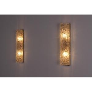 Pair Of Murano "vanity Ice Glass" Wall Lights