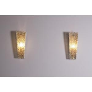 Pair Of Large Murano “leaf” Sconces, Barovier Toso.