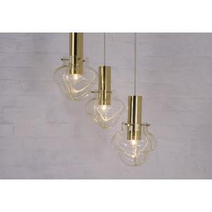 Venini Three Amber Globe Pendant Light