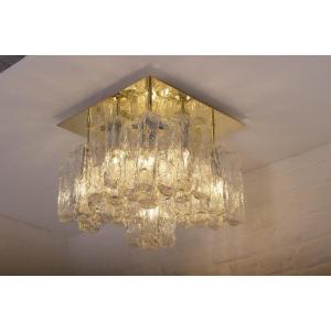 Kalmar Brass Ice Glass Ceiling Light.