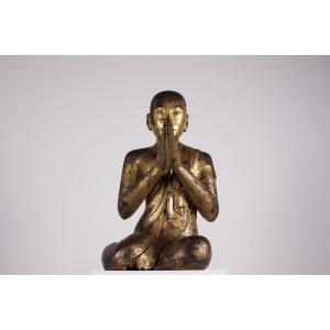 Large Burmese Adorant In Golden Wood
