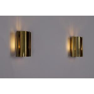 Pair Of Solid Brass Sconces, Sweden