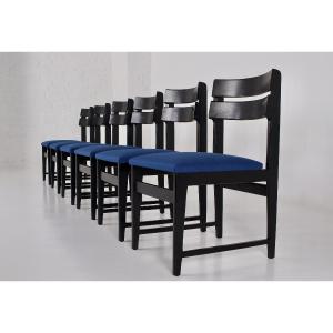 Six Black Brutalist Chairs