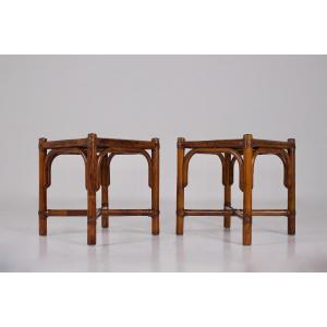 Pair Of Bamboo End Tables 1980.