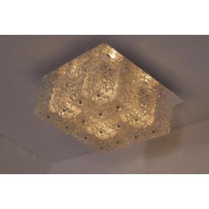 Large Square Ice Glass Ceiling Light