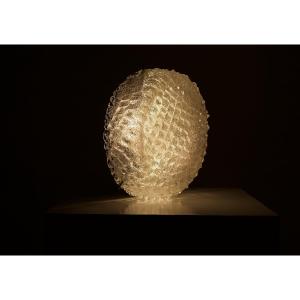 Small Round Murano Glass Ceiling Light With Brass Base