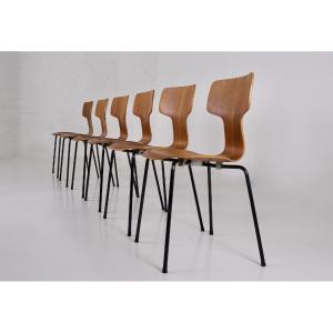 6 Hammer 3103 Chairs By Arne Jacobsen For Fritz Hansen