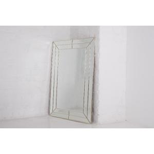Beveled Mirror With Brass Rim