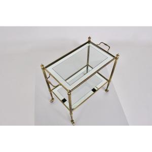Neoclassical Serving Cart In Brass And Mirrors, Maison Jansen Style