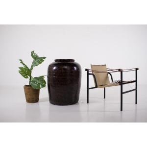 Large Stoneware Storage Jar With Black Glaze From Southeast Asia