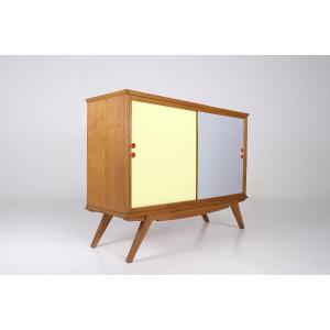 Modernist Sideboard With Sliding Doors - France - 1950s