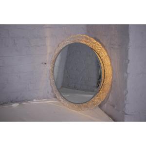 Round Backlit Acrylic Mirror, 1970s.