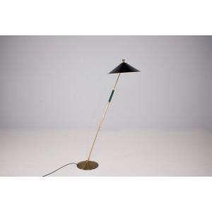 Adjustable Modernist Floor Lamp, Made Of Brass.