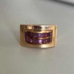 686– Ruby Yellow Gold Tank Ring