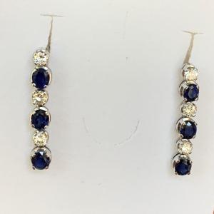 3246– White Gold Sapphire Diamond Drop Earrings