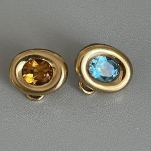 4333– Citrine Topaz Yellow Gold Earrings