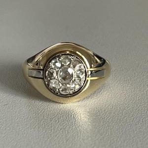 4075- Yellow Gold Diamond Signet Ring