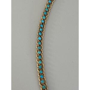 4785- Yellow Gold Turquoises Bracelet