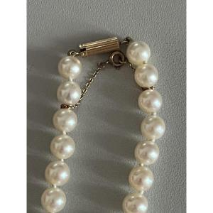 4933- Akoya Pearl Necklace Yellow Gold Clasp